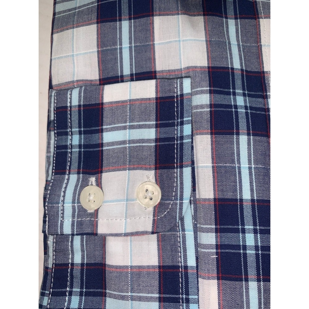 UNTUCKit Sorbo Womens Plaid Button Down Shirt Size 12 Regular Navy Blue White - Picture 3 of 11